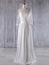 Chiffon|Tulle Scoop Neck Floor-length A-line with Appliques Lace Bridesmaid Dresses #PWD01013222