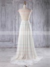Chiffon|Tulle Scoop Neck Sweep Train A-line with Appliques Lace Bridesmaid Dresses #PWD01013224