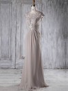 Chiffon|Tulle Scoop Neck Sweep Train Sheath/Column with Appliques Lace Bridesmaid Dresses #PWD01013234