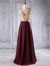 Chiffon|Tulle Scoop Neck Floor-length A-line with Appliques Lace Bridesmaid Dresses #PWD01013235