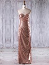 Sequined Sweetheart Floor-length Sheath/Column with Ruffles Bridesmaid Dresses #PWD01013244
