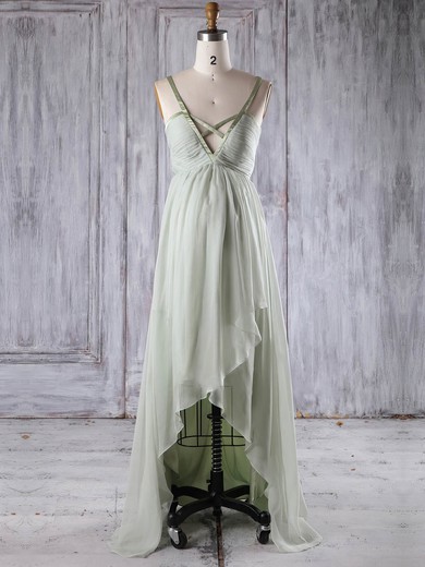 Chiffon V-neck Asymmetrical Empire with Ruffles Bridesmaid Dresses #PWD01013251