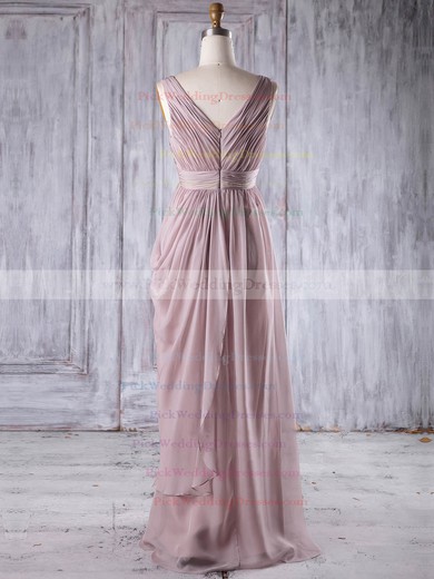 Chiffon V-neck Floor-length Empire with Sequins Bridesmaid Dresses #PWD01013256