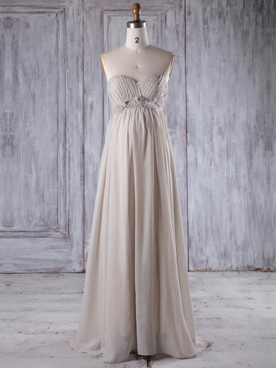 Chiffon Sweetheart Floor-length Empire with Flower(s) Bridesmaid Dresses #PWD01013261