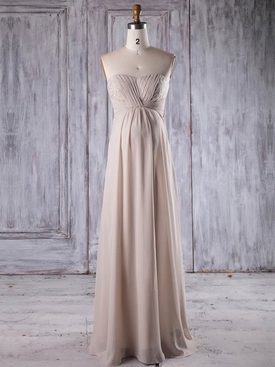 Chiffon Strapless Floor-length Empire with Lace Bridesmaid Dresses #PWD01013264