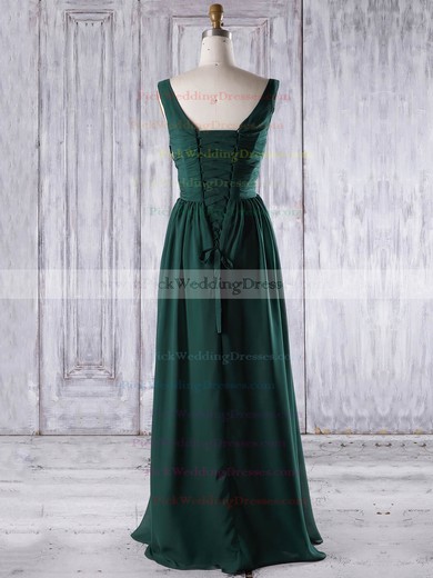Chiffon V-neck Floor-length A-line with Ruffles Bridesmaid Dresses #PWD01013267