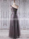 Tulle|Sequined One Shoulder Floor-length A-line with Ruffles Bridesmaid Dresses #PWD01013269