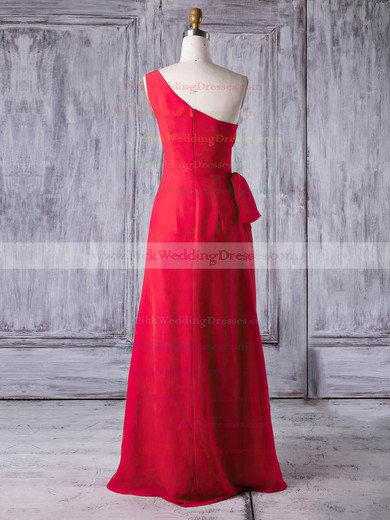 Chiffon One Shoulder Floor-length Sheath/Column with Ruffles Bridesmaid Dresses #PWD01013278