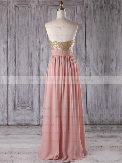 Chiffon Sweetheart Floor-length A-line with Sequins Bridesmaid Dresses #PWD01013280