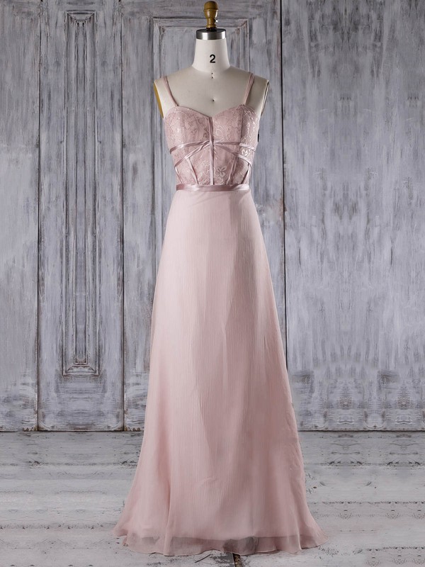 Chiffon Sweetheart Sweep Train A-line with Sashes / Ribbons Bridesmaid Dresses #PWD01013285