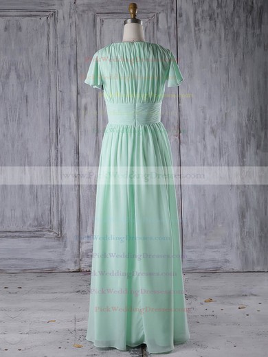 Chiffon Scoop Neck Floor-length A-line with Ruffles Bridesmaid Dresses #PWD01013286