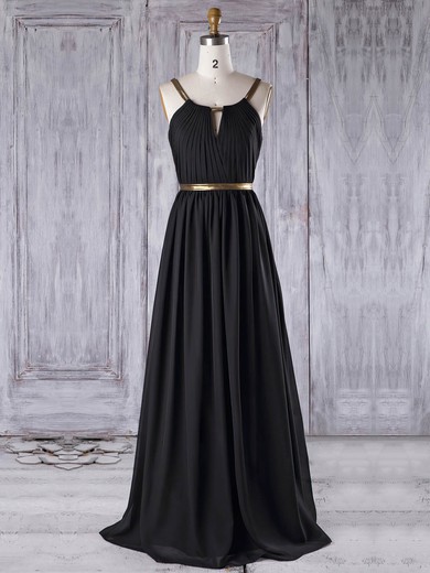 Chiffon Scoop Neck Floor-length A-line with Ruffles Bridesmaid Dresses #PWD01013312