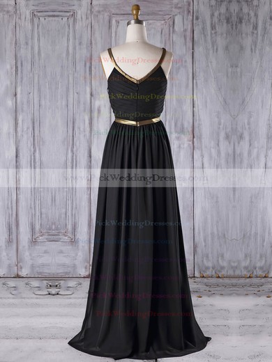 Chiffon Scoop Neck Floor-length A-line with Ruffles Bridesmaid Dresses #PWD01013312