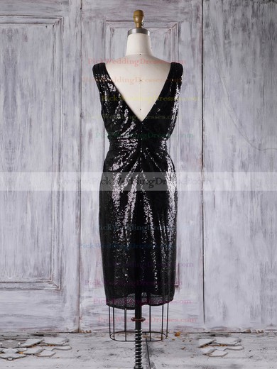 Sequined V-neck Short/Mini Sheath/Column with Ruffles Bridesmaid Dresses #PWD01013313