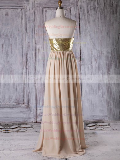Chiffon Sweetheart Floor-length A-line with Sequins Bridesmaid Dresses #PWD01013314