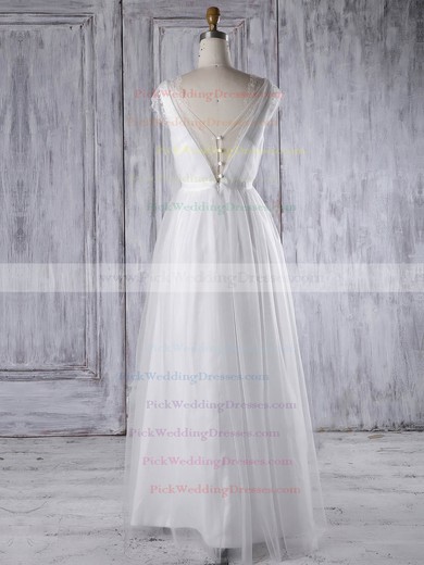 Tulle V-neck Floor-length A-line with Sashes / Ribbons Bridesmaid Dresses #PWD01013315