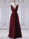 Lace|Chiffon V-neck Floor-length A-line with Criss Cross Bridesmaid Dresses #PWD01013316