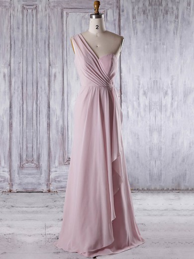 Chiffon One Shoulder Floor-length A-line with Ruffles Bridesmaid Dresses #PWD01013324