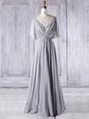 Chiffon V-neck Floor-length A-line with Ruffles Bridesmaid Dresses #PWD01013326