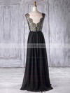 Lace|Chiffon V-neck Floor-length A-line with Sashes / Ribbons Bridesmaid Dresses #PWD01013328