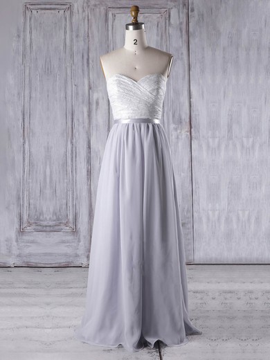 Lace|Chiffon Sweetheart Floor-length A-line with Sashes / Ribbons Bridesmaid Dresses #PWD01013334