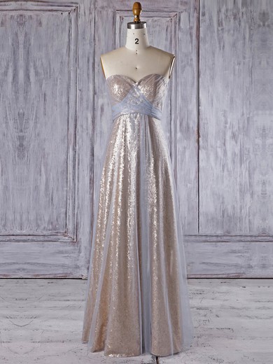 Tulle|Sequined Sweetheart Floor-length Empire with Ruffles Bridesmaid Dresses #PWD01013335
