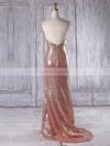 Sequined V-neck Sweep Train Trumpet/Mermaid with Ruffles Bridesmaid Dresses #PWD01013336