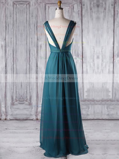 Chiffon V-neck Floor-length A-line with Sashes / Ribbons Bridesmaid Dresses #PWD01013338