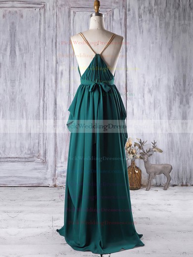 Chiffon V-neck Floor-length A-line with Sashes / Ribbons Bridesmaid Dresses #PWD01013341
