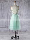 Tulle Scoop Neck Knee-length A-line with Beading Bridesmaid Dresses #PWD01013344