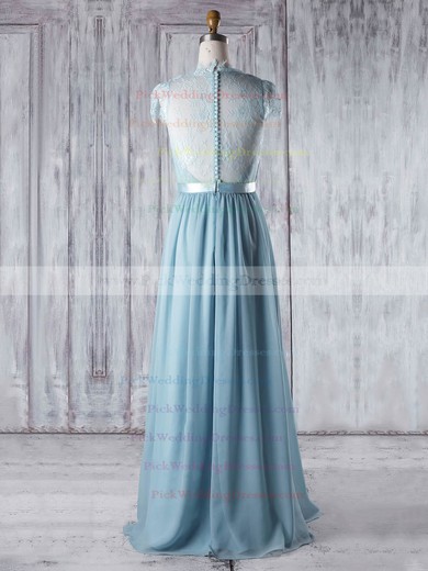 Lace|Chiffon V-neck Floor-length A-line with Sashes / Ribbons Bridesmaid Dresses #PWD01013345