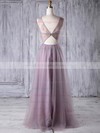 Lace|Tulle Scoop Neck Floor-length A-line with Criss Cross Bridesmaid Dresses #PWD01013350
