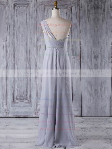 Chiffon One Shoulder Floor-length A-line with Ruffles Bridesmaid Dresses #PWD01013354