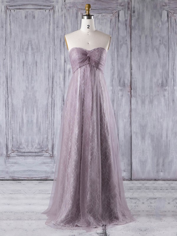 Lace|Tulle Sweetheart Floor-length Empire with Criss Cross Bridesmaid Dresses #PWD01013355