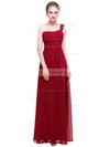 Chiffon One Shoulder Floor-length A-line with Flower(s) Bridesmaid Dresses #PWD01013376
