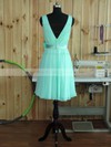 Chiffon V-neck Short/Mini A-line with Sashes / Ribbons Bridesmaid Dresses #PWD01013380