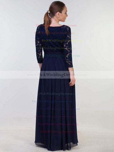 Lace|Chiffon Scoop Neck Floor-length A-line with Sashes / Ribbons Bridesmaid Dresses #PWD01013381