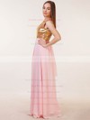 Chiffon|Sequined Scoop Neck Floor-length A-line with Sashes / Ribbons Bridesmaid Dresses #PWD01013386