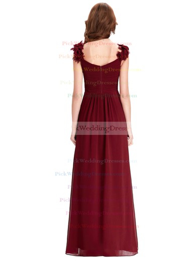 Chiffon V-neck Floor-length A-line with Flower(s) Bridesmaid Dresses #PWD01013393