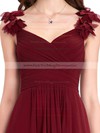 Chiffon V-neck Floor-length A-line with Flower(s) Bridesmaid Dresses #PWD01013393