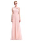 Chiffon Scoop Neck Floor-length A-line with Pleats Bridesmaid Dresses #PWD01013402