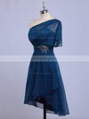 Chiffon One Shoulder Asymmetrical A-line with Beading Bridesmaid Dresses #PWD01013416