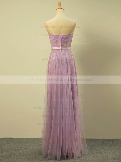 Lace|Tulle Sweetheart Floor-length A-line with Sashes / Ribbons Bridesmaid Dresses #PWD01013422