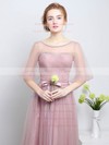 Tulle Scoop Neck Floor-length A-line with Sashes / Ribbons Bridesmaid Dresses #PWD01013430