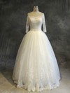 Tulle Off-the-shoulder Floor-length Ball Gown with Sequins Wedding Dresses #PWD00022910