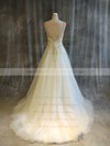 Tulle V-neck Sweep Train Princess with Pearl Detailing Wedding Dresses #PWD00022911