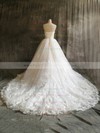 Tulle Sweetheart Court Train Ball Gown with Flower(s) Wedding Dresses #PWD00022912