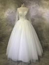 Tulle Scoop Neck Floor-length Ball Gown with Sequins Wedding Dresses #PWD00022923