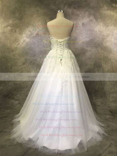 Tulle Sweetheart Floor-length Ball Gown with Sashes / Ribbons Wedding Dresses #PWD00022928