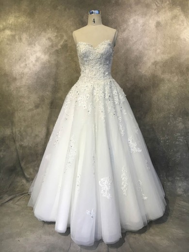 Tulle Sweetheart Floor-length Ball Gown with Appliques Lace Wedding Dresses #PWD00022935